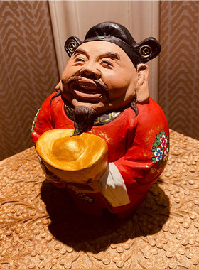 财神爷天津泥人张彩塑