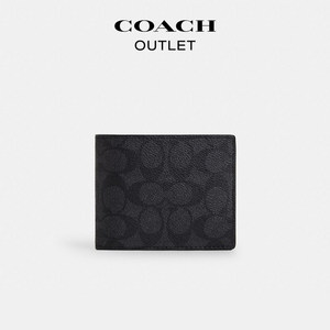 【新款】COACH/蔻驰奥莱男士老花三合一钱包卡包黑色简约便携