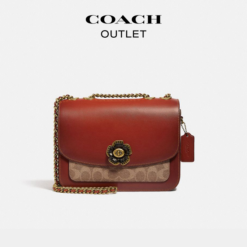 COACH/蔻驰奥莱女士经典老花款Madison小方包单斜挎肩包牛皮真皮