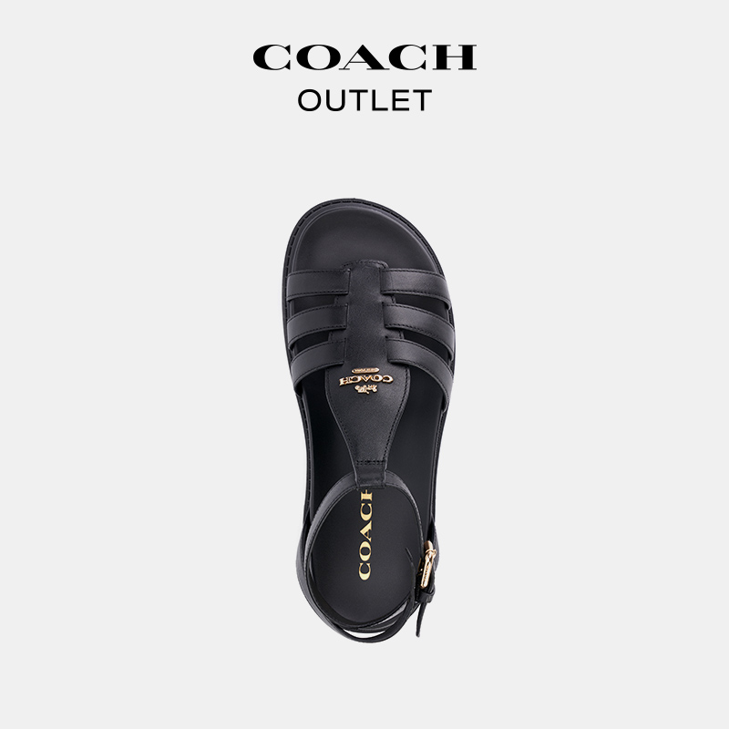 【新品】COACH/蔻驰奥莱女士FRANNY凉鞋平底质布真皮设计感高级感 - 图2