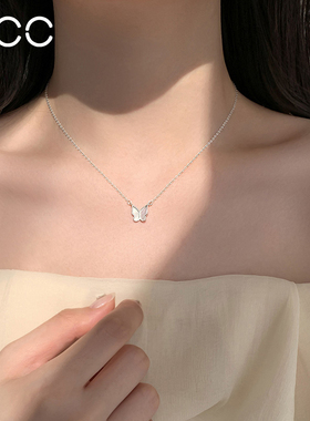 999纯银蝴蝶项链新款爆款高级感