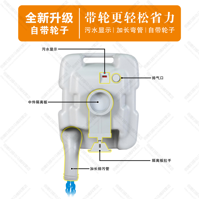 房车便携式老人坐便器带轮移动马桶孕妇家用防臭户外露营车载厕所 - 图1