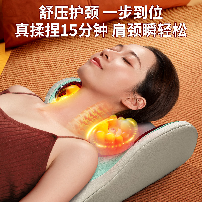 奥克斯按摩器电动捶打靠垫家用背部腰部颈椎全身多功能肩颈揉捏仪 - 图0