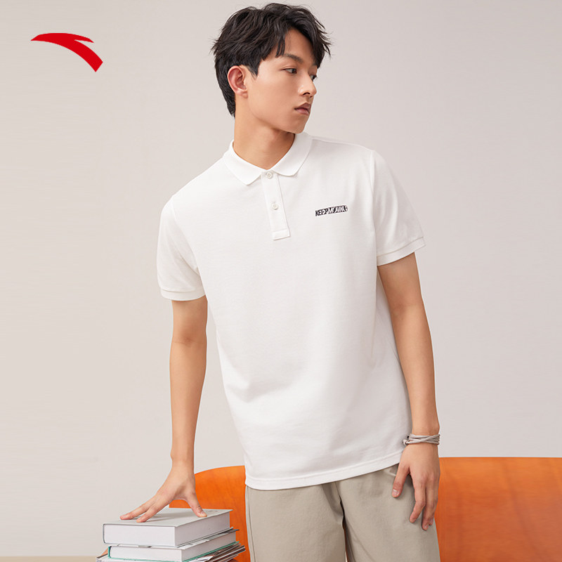 安踏简约短袖polo衫男2022羽毛球服 安踏跑步运动POLO衫