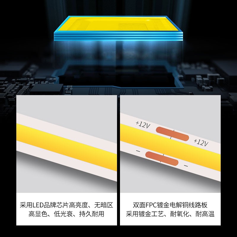 COB灯带自粘12V24v低压LED柔性软灯条吊顶橱柜商场装饰超亮线形灯-图3