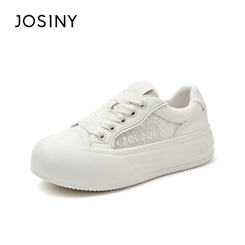 Josiny/卓诗尼法式玛丽珍鞋女透气通勤百搭网面单鞋老爹鞋小白鞋