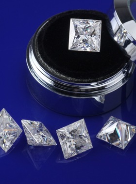 正方直角莫桑石裸石 尺寸齐全 D色VVS1 公主方 项链首饰加工镶嵌