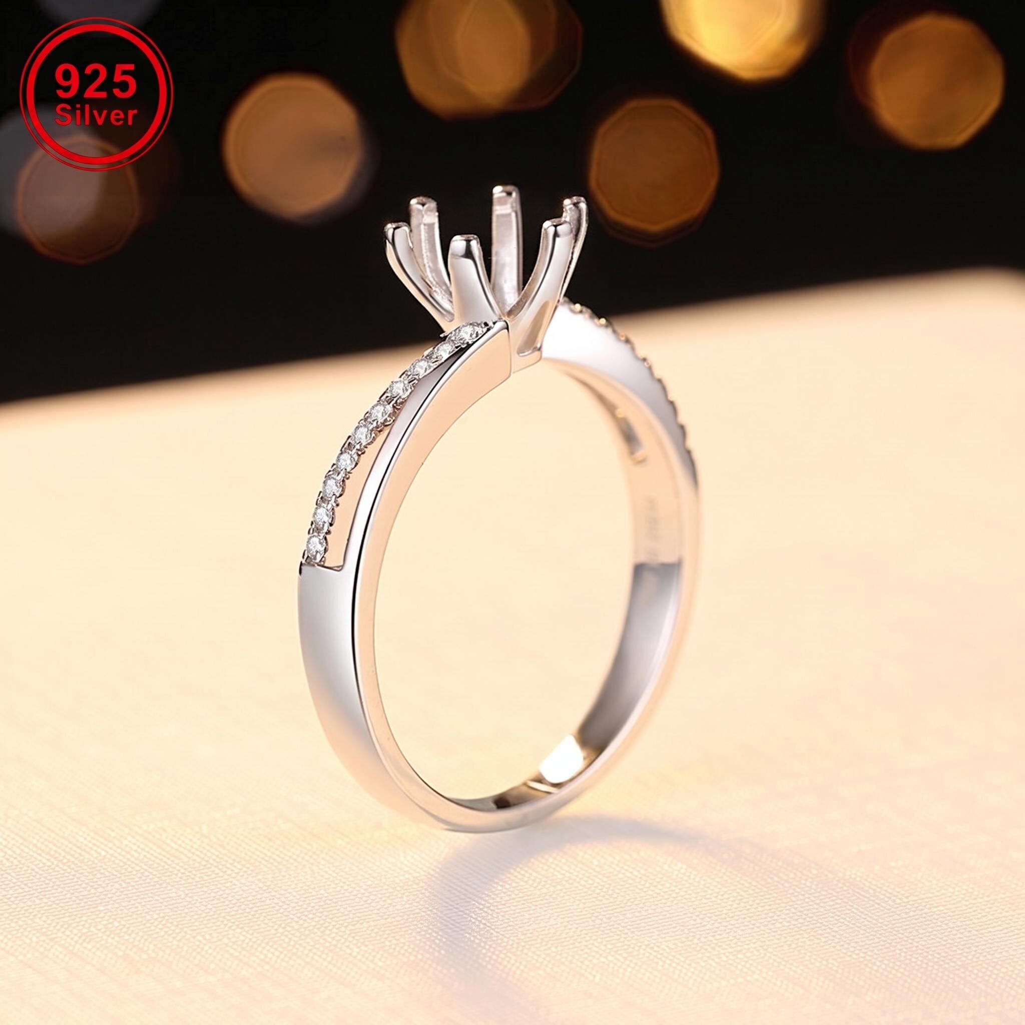 925 sterling silver ring support for women DIY personalized moissanite European and American fashion twisted arm six-claw stone ring support
