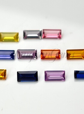 实验室培育红蓝宝小长方直角车平裸石 耐高温 首饰蜡镶配石DIY