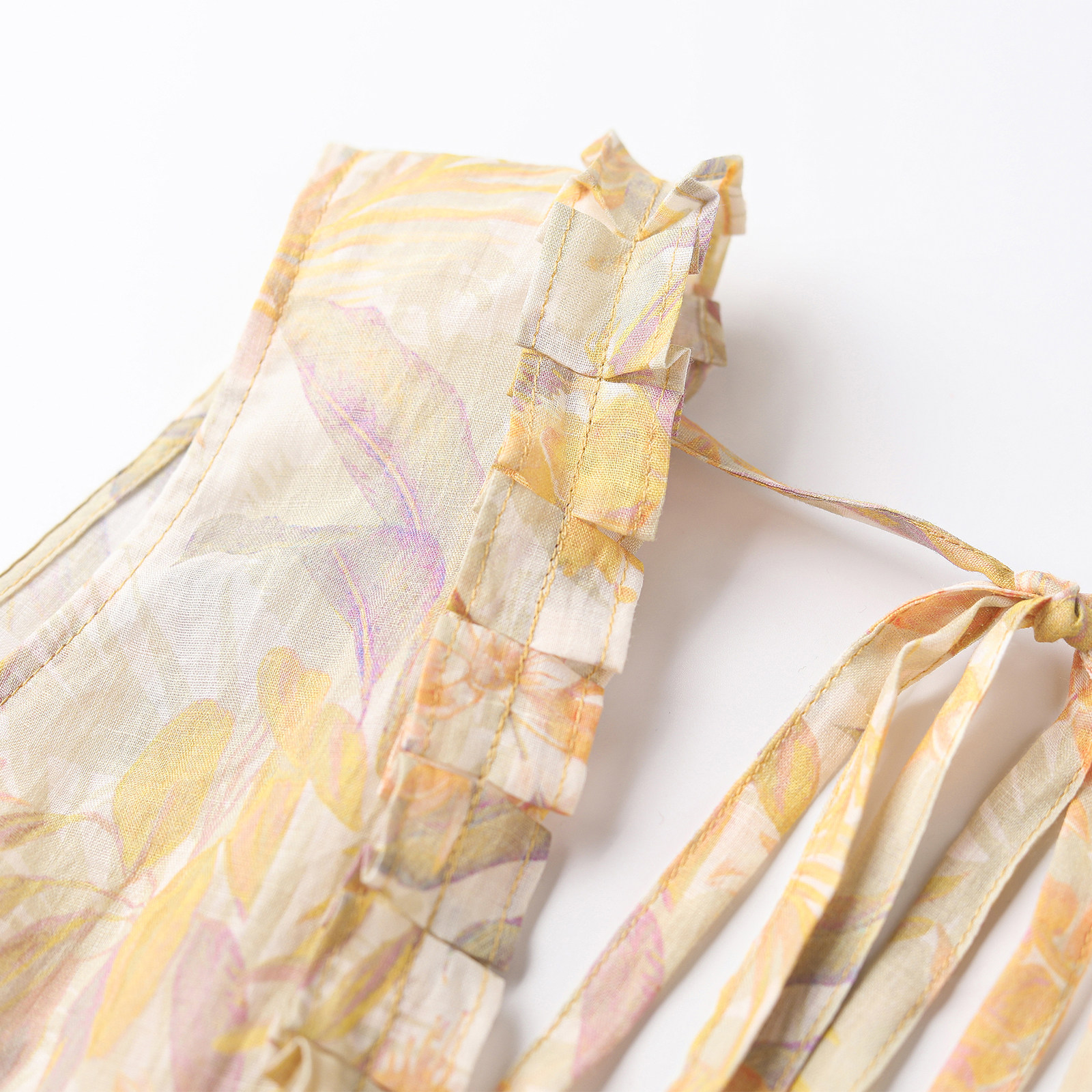 wana try亚麻复古水墨花卉叠穿黄色背心上衣2025夏季新款女上装,淘宝优惠券,粉丝福利购,淘宝优惠卷