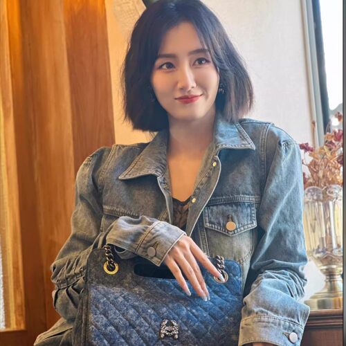 【精选】LC蓝色牛仔牛奶盒包，中号 - 图1