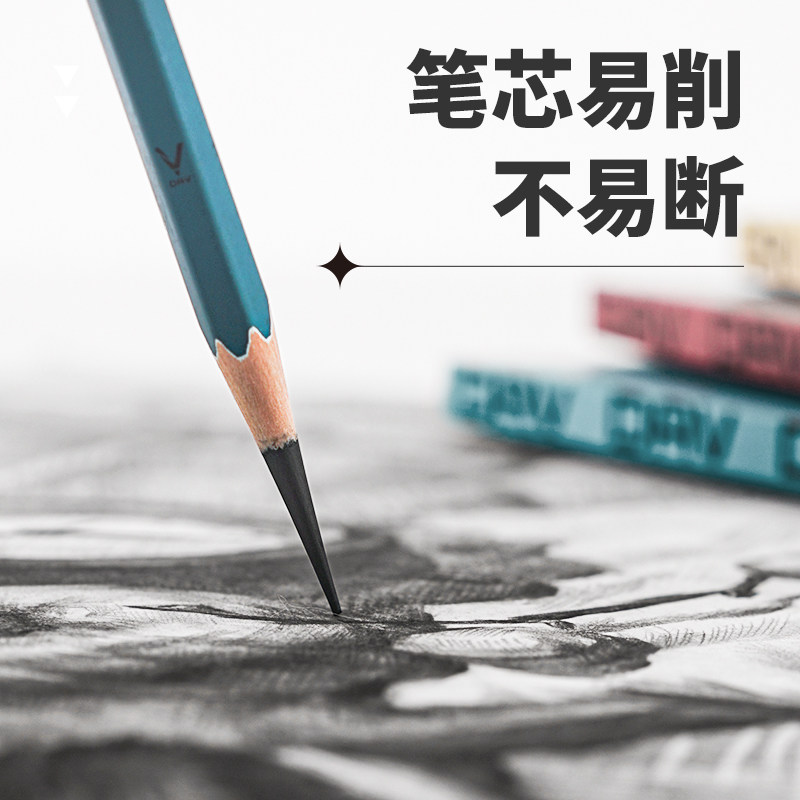 DAV大V哑光铅笔美术生专用亚光铅笔绘画铅笔14B20B素描速写不反光铅笔考试专用6b特浓20b素描铅笔炭笔