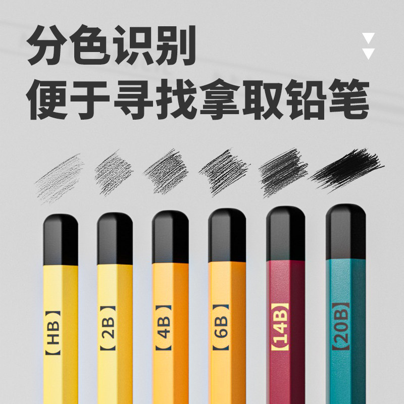 DAV大V哑光铅笔美术生专用亚光铅笔绘画铅笔14B20B素描速写不反光铅笔考试专用6b特浓20b素描铅笔炭笔