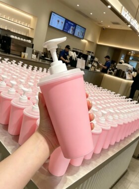 瑞幸杯子改造联名杯子再利用PP杯按压泵头卫生间洗手液厨房洗洁精
