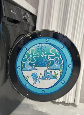滚筒洗衣机贴纸新家滚筒洗衣机装饰品贴纸美化遮丑贴纸洗衣机装饰