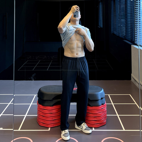 IRONTRAP220G新疆棉抽绳直筒运动裤男COOLMAX吸湿排汗九分裤夏季 - 图0