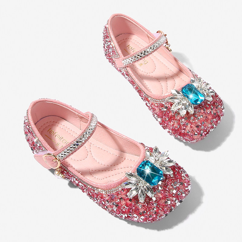 女童公主鞋新款冰雪奇缘水晶蝴蝶结款软底春秋季儿童闪钻爱莎鞋子,淘宝优惠券,粉丝福利购,淘宝优惠卷