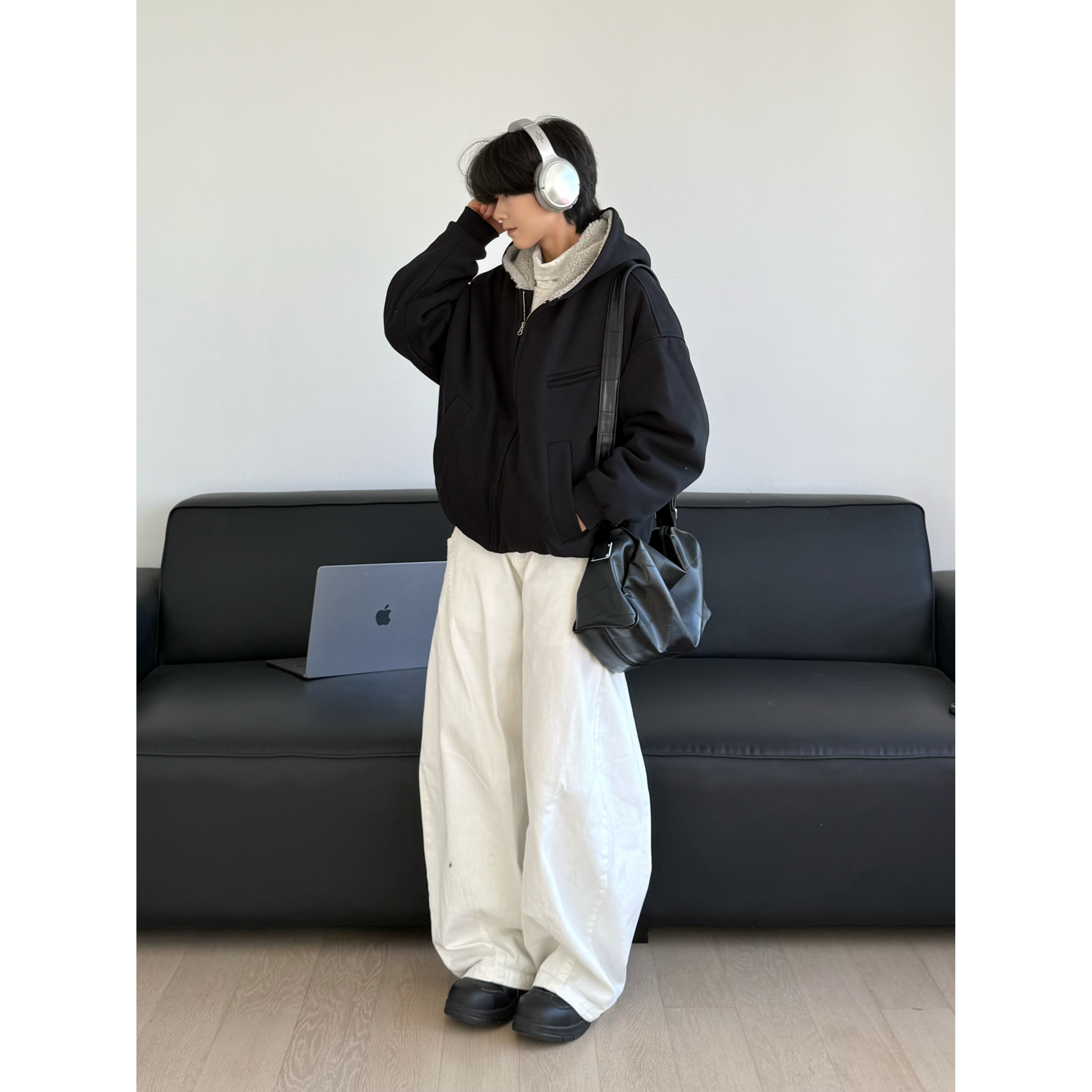 19otiwtt美式复古北加绒连帽加厚棉衣男女宽松保暖短款拉链外套冬 - 图2