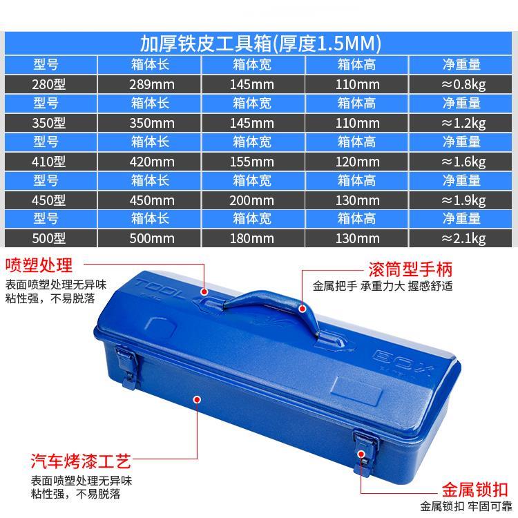 手提式五金工具箱储物车载家用收纳盒多功能汽修大小号铁皮空盒子 - 图2