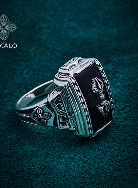 ZOCALO金刚杵系列黑玛瑙戒指银饰