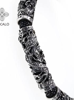 ZOCALO东方龙系列盘龙柱鱼皮手链