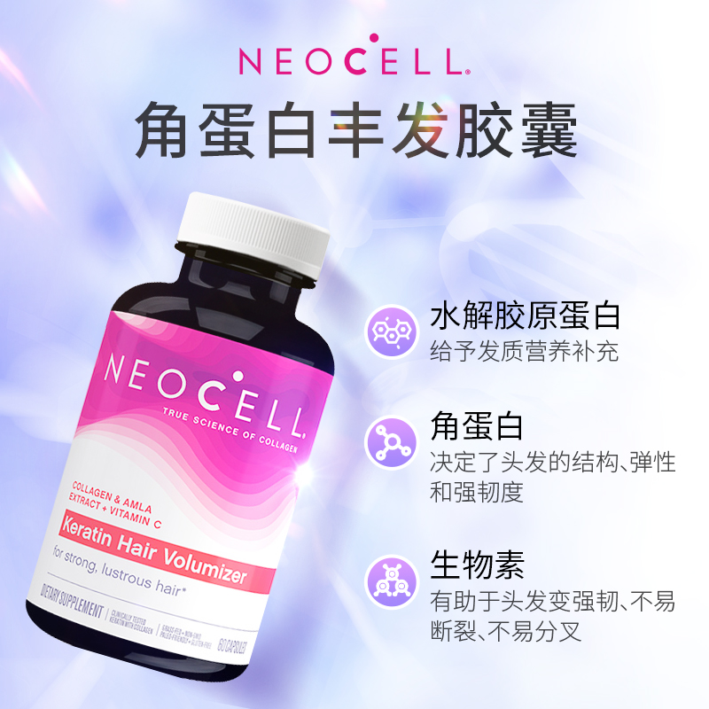 NeoCell维生素b6生物素强健头发熬夜养头发密发营养胶囊60粒 - 图2