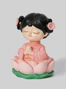 「好运莲莲」佛系少女莲花摆件办公室工位荷气生财装饰品无聊礼物
