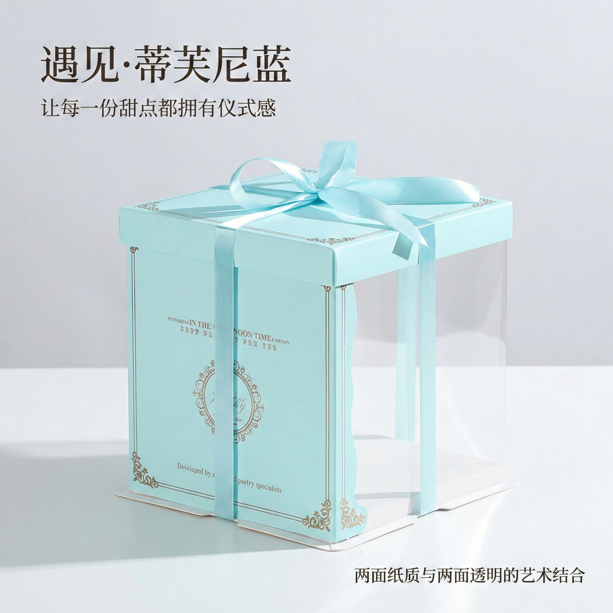 网红半透明生日蛋糕盒子包装盒6六8八10十12寸单双层简约加厚底托