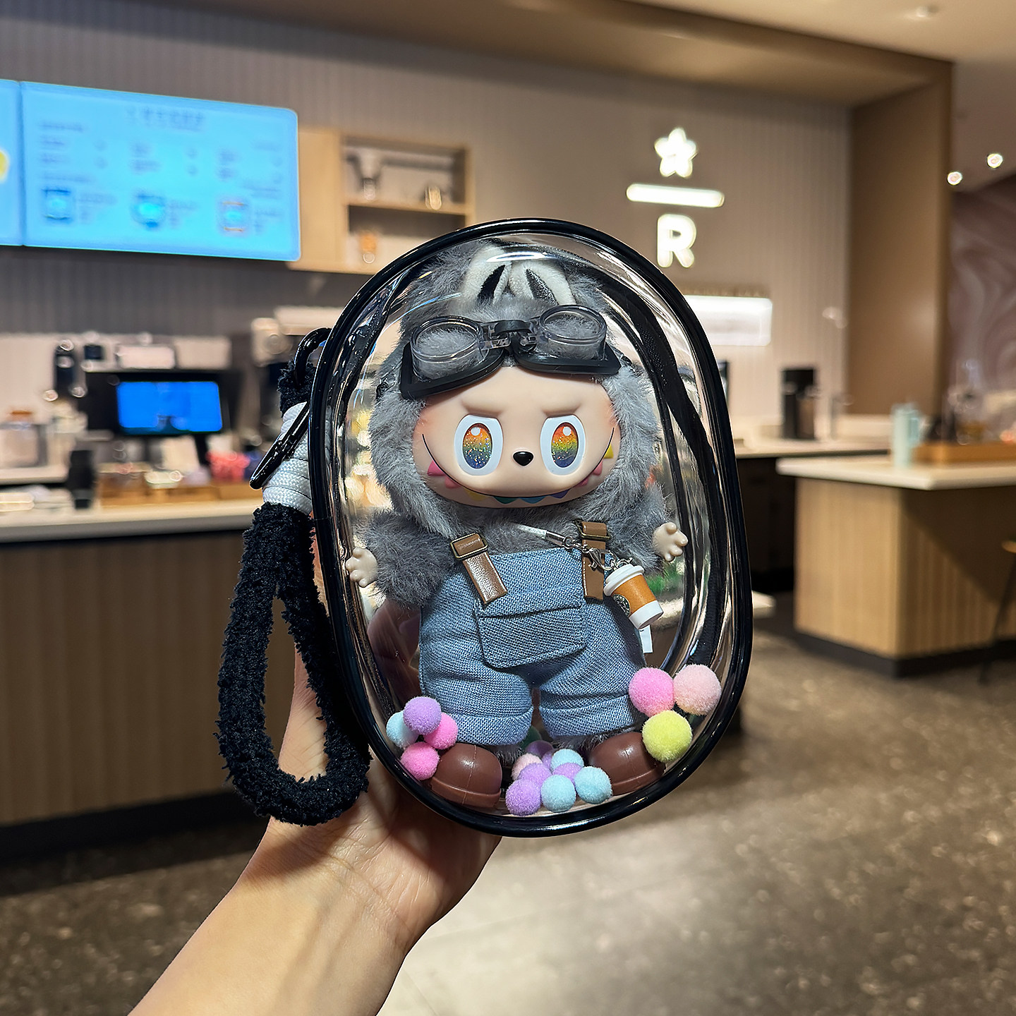 拉布布保护套labubu三代保护壳娃娃透明外出遛娃包前方高能保护罩,淘宝优惠券,粉丝福利购,淘宝优惠卷