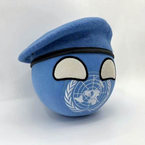 联合国球配蓝色贝雷帽 波兰球国家球毛绒公仔玩偶二次元动漫周边 - 图1