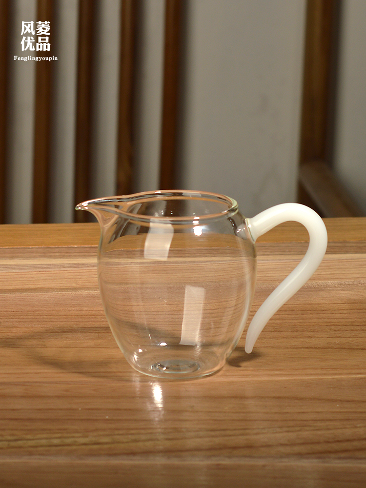风菱优品白玉玻璃公道杯耐热透明泡茶功夫茶具分茶器茶海茶漏配件