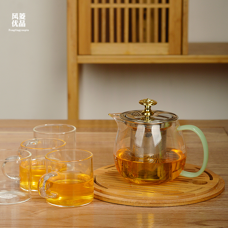 茶壶玻璃泡茶壶家用花茶壶耐高温加厚过滤小单壶茶水分离耐热茶壶