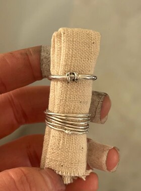 百搭清冷感马蹄双环戒指女vintage精致高级感指环小众设计食指戒