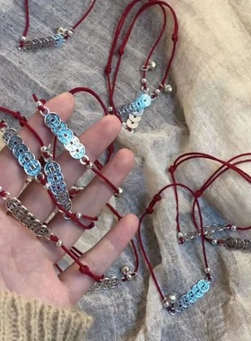 高颜值小红绳转运铃铛手链本命年可调节中国风情侣编织