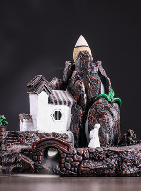 多款创意家居倒流香炉高山流水流云香炉香薰炉摆件树脂香炉