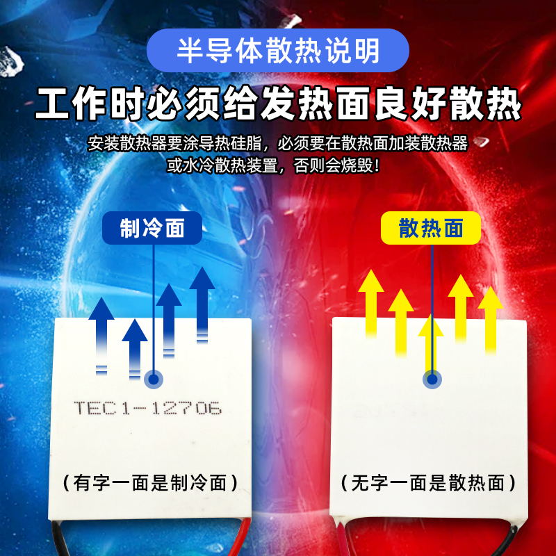 半导体制冷片器电子风扇12V空调水冷饮水机diy散热套件TEC1-12706 - 图3