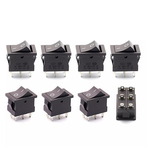 船型开关 船形开关KCD1 翘板6脚2档 电源按钮 6A/250V 10A/125V - 图0