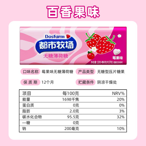 都市牧场无糖薄荷糖22g铁盒水果味清新口气口香糖零食小罐装糖果 - 图2