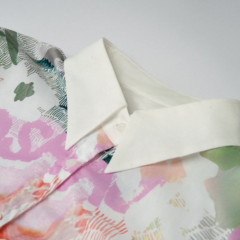 谜底花色衬衫长袖女士2025秋季新款复古风拼接修身衬衣257MC7788,淘宝优惠券,粉丝福利购,淘宝优惠卷