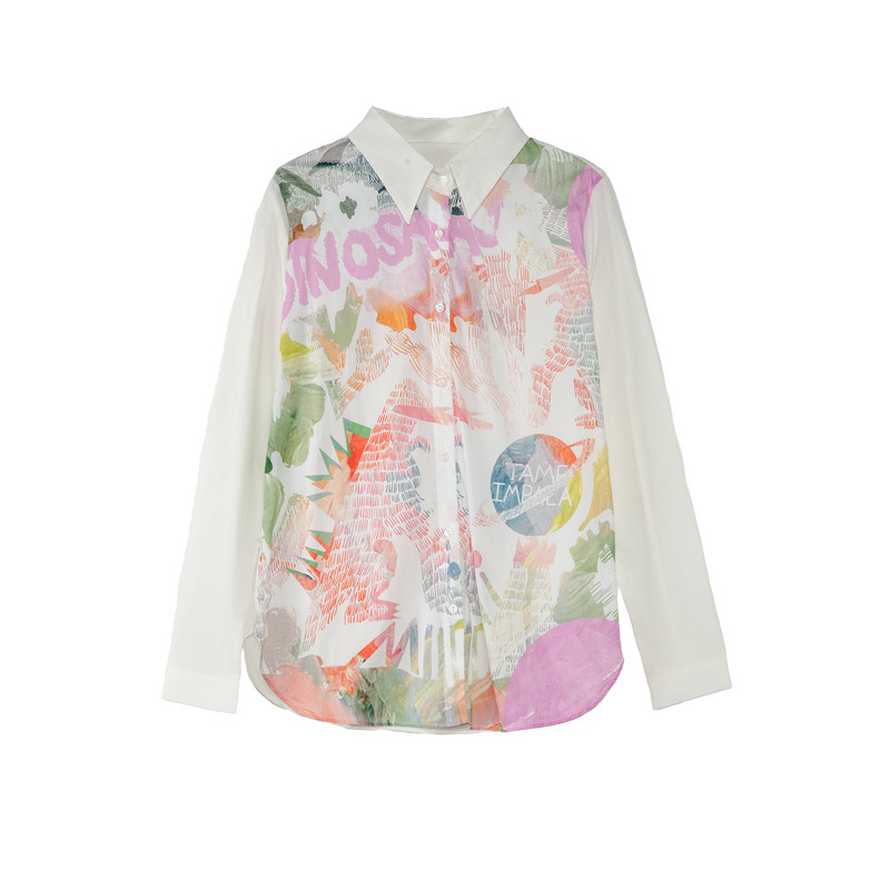 谜底花色衬衫长袖女士2025秋季新款复古风拼接修身衬衣257MC7788,淘宝优惠券,粉丝福利购,淘宝优惠卷