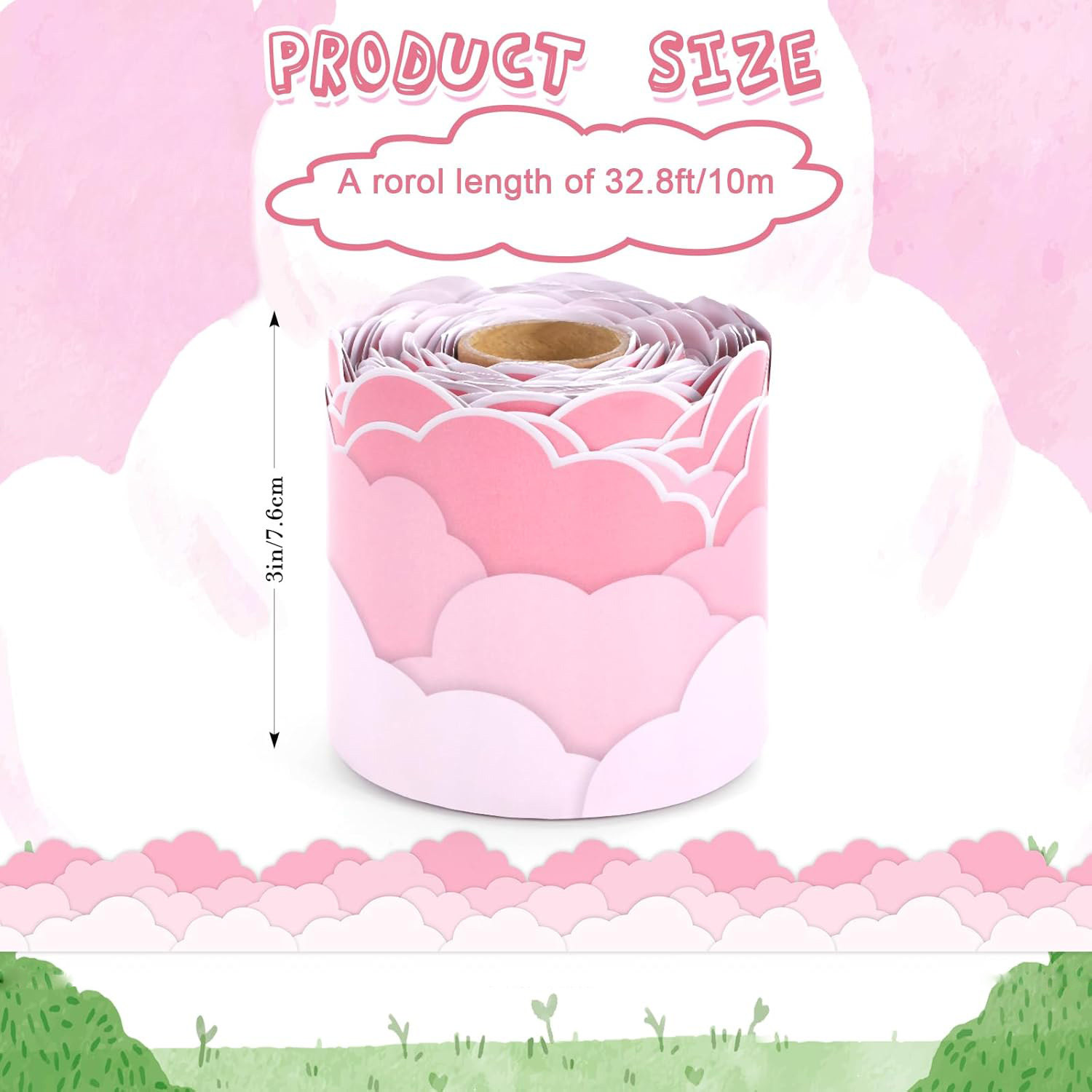 ins粉色云朵边框墙面美化装饰贴纸布置造景diy自粘踢脚线地脚线,淘宝优惠券,粉丝福利购,淘宝优惠卷