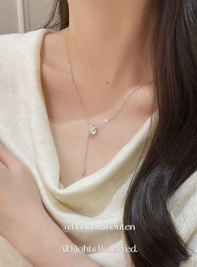 ＜花火商店＞至上系列 - 高碳钻水滴抽拉通体925银项链