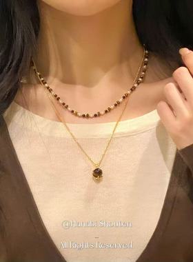 ＜花火商店＞贵女法则 - 轻奢摩登感镀金两件套项链