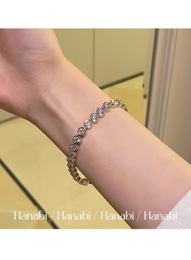 ＜花火商店＞至上系列 - 超重工!!网球圆形排钻锆石925银手链