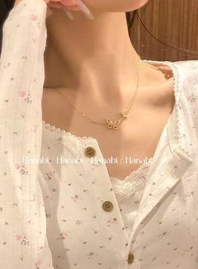 ＜花火商店＞至上系列 - 春和景明 · 改良粉钻蝴蝶925银镀金项链