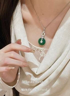 ＜花火商店＞至上系列 - 天然玉髓平安扣通体925银长款项链