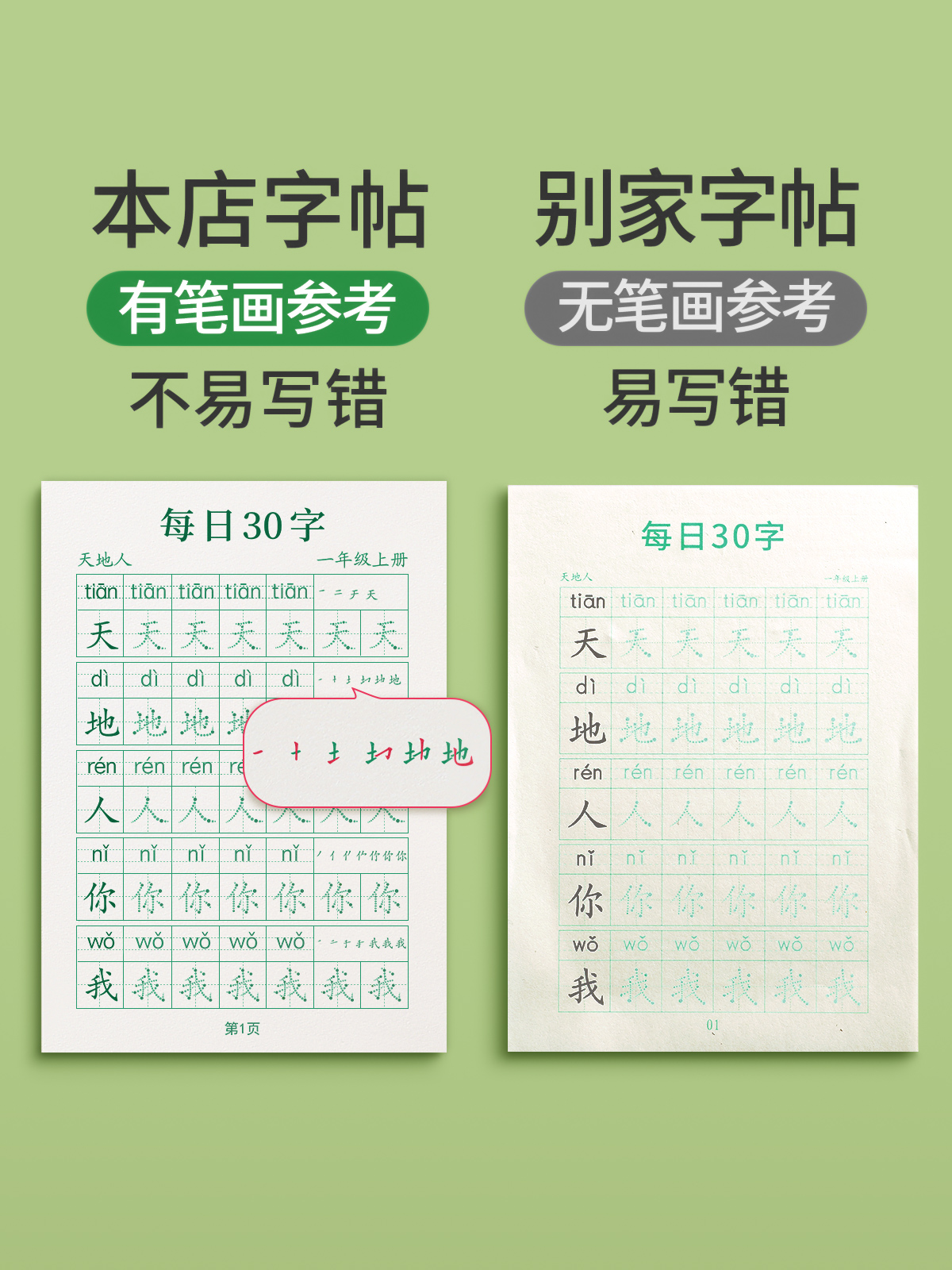 一年级二年级字帖下册上册每日30字练字帖小学生专用每日一练三年级四五六同步练字本楷书练习贴正楷钢笔点阵控笔训练硬笔书法拼音 - 图2