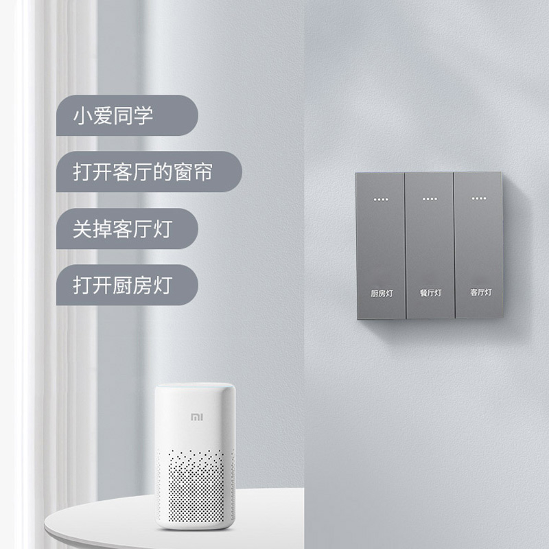 已接入米家智能开关控制双控面板 艾联智能开关