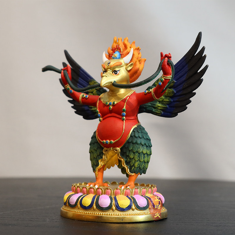 大鹏金翅鸟摆件藏传密宗3寸7寸彩绘佛像鎏金纯铜琼鸟车载迦楼罗鸟,淘宝优惠券,粉丝福利购,淘宝优惠卷
