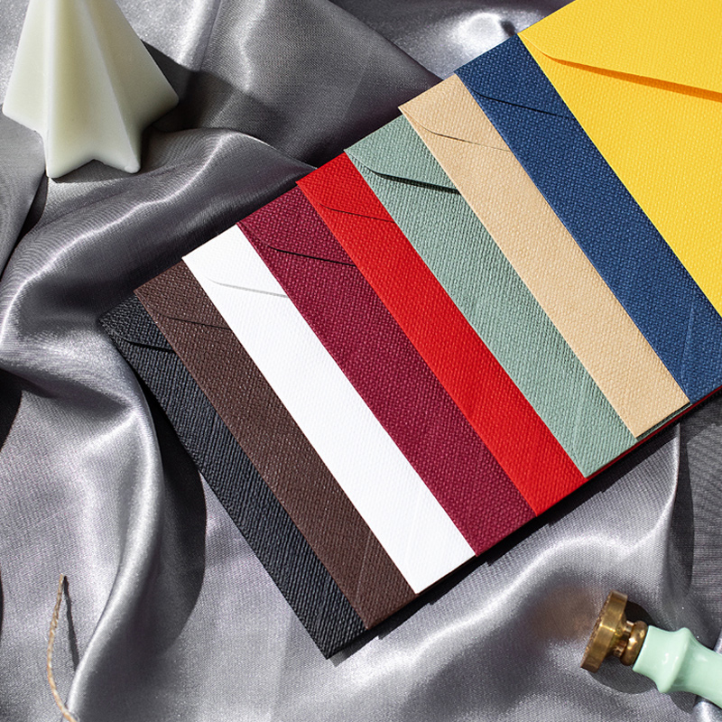 10张麻布纹质感信封信纸可印logo定制复古写情书创意烫金高端精致火漆彩色贺卡礼品卡片邀请函小号高档唯美 - 图1